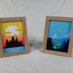 NEW 3D Original Handmade Forest Boho Style Framed Landscapes Artwork *Bundle*